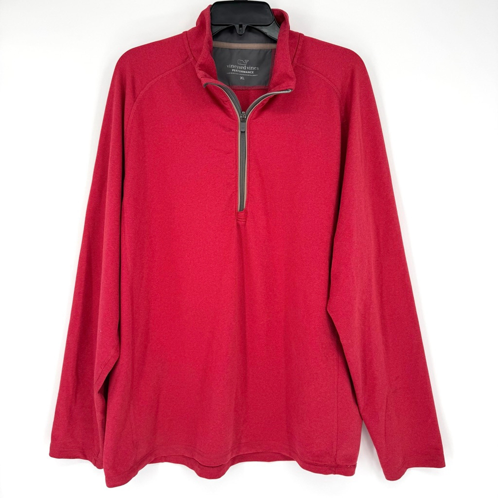 Men's Vineyard Vines Performance 1/4 Zip Sweater XL Red